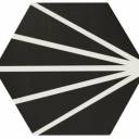 Sechseckige Fliese Vintage-Design - matt mit schwarzem Muster - ME9507010