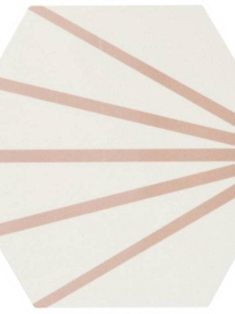 Carrelage hexagonal blanc mat design à rayons roses ME9507012