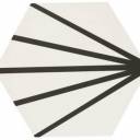 Sechseckige Fliese - Vintage-Design - matt mit schwarzem Muster - ME9507014