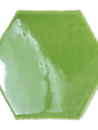 Carreau mural hexagonal vert, apparence tomette artisanale