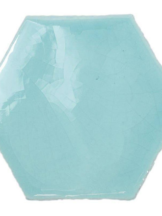 Carrelage hexagonal bleu turquoise clair, style artisanal
