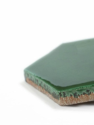 Carreau Hexagonal Vert Mur Artisanal