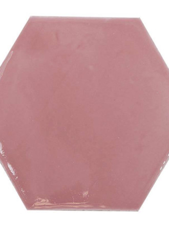 Carrelage mural artisanal forme hexagonal rose brillant