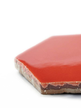 Tomette artisanale hexagonale rouge carmin, carreau mural