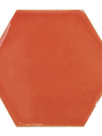 Carreau mural hexagonal artisanal orange foncé 10 x 11,5 cm