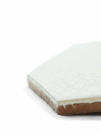 Carrelage hexagonal mural blanc craquelé style artisanal CE1406038