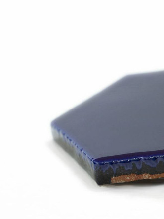 Carrelage hexagonal mural bleu cobalt style artisanal CE1406037