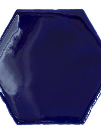 Carrelage hexagonal mural bleu cobalt style artisanal CE1406037