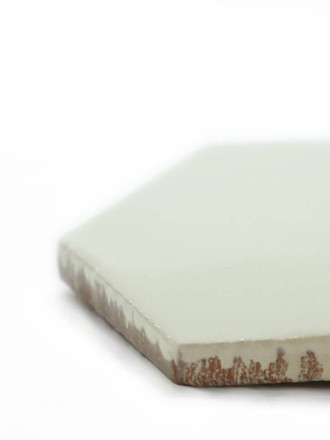 Carrelage hexagonal mural blanc ivoire style artisanal CE1406034