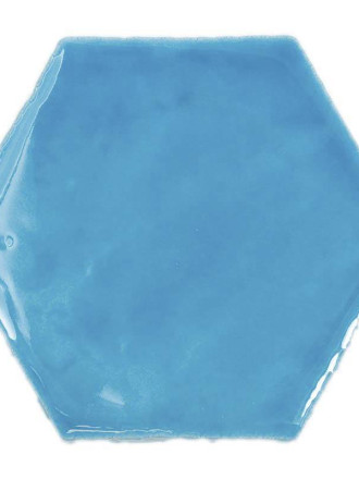 Faïence murale hexagonale émail bleu azur style artisanal CE1406029