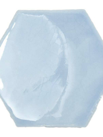 Faïence murale hexagonale émail craquelé bleu pâle artisanal CE1406028