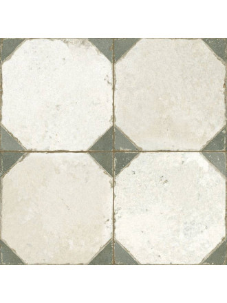Fliese antik Achteck-Look, 45 × 45 cm weiß und grün - FS1145003