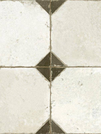 Carrelage ancien blanc et noir, aspect octogonal 45 x 45 cm