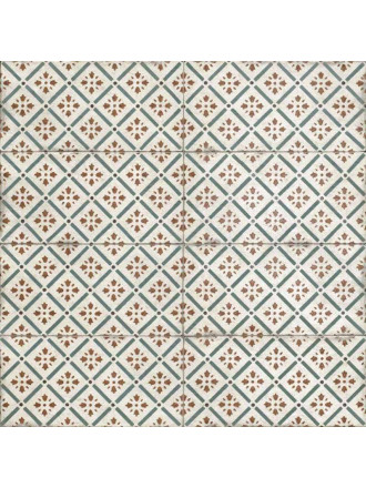 Retro-Wandfliese geometrisches grün-rotes Dekor 15 × 30 cm - RI0112002