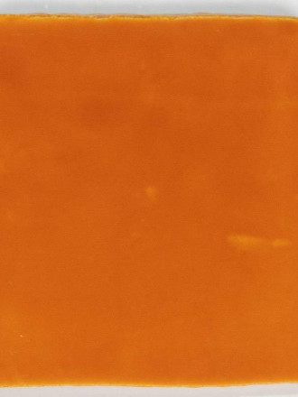 Carreau artisanal mur carré orange, terre cuite émaillée