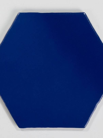 Tomette carrelage hexagonal bleu cobalt style artisanal HE0811004