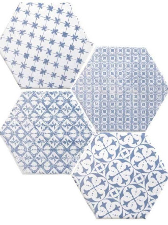 Fliese sechseckig matt blau 15 × 15 cm - HE0811010