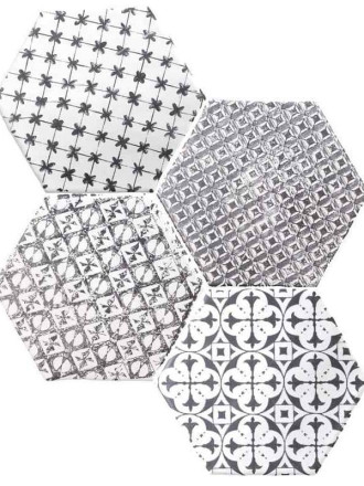 Fliese sechseckig matt schwarz 15 × 15 cm - HE0811013