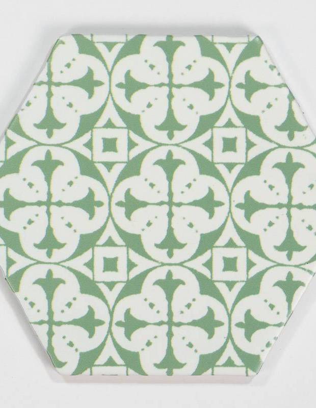 Fliese sechseckig matt grün 15 × 15 cm - HE0811014