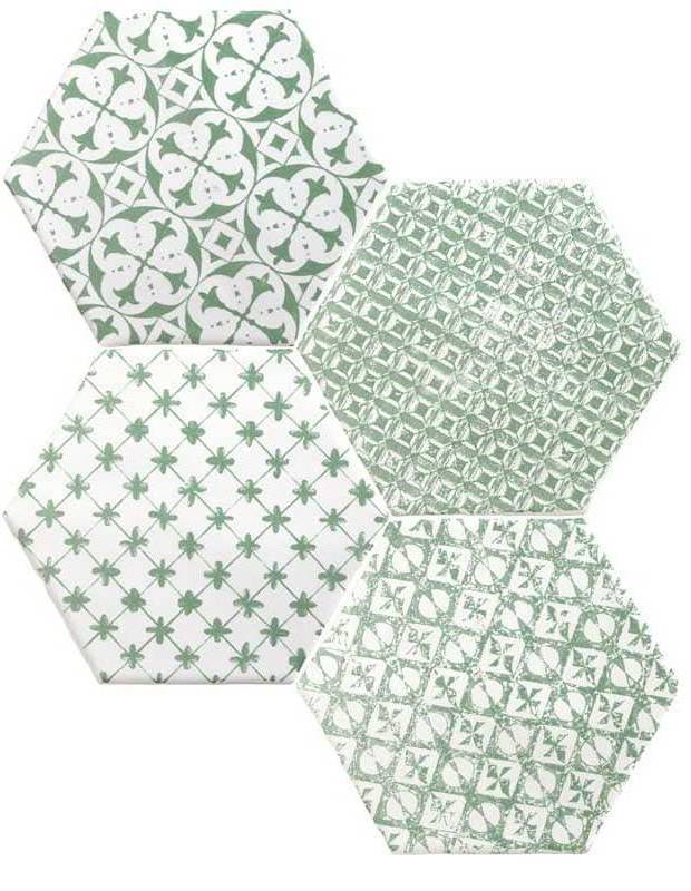 Carrelage hexagonal mat vert 15 x 15 cm - HE0811014