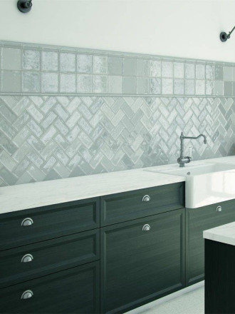 Gehämmerte Fliese 15 × 15 cm grau Handmade-Effekt - LU7404053