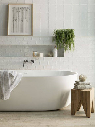 Carrelage 15 x 15 cm martelé blanc à effet artisanal - LU7404051