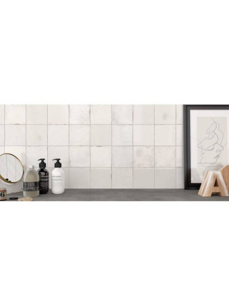 Zellige mural blanc brillant apparence fait main ZE5901002