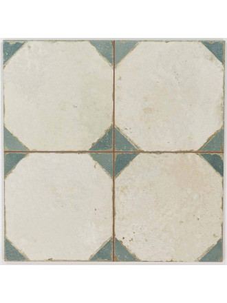 Fliese antik Achteck-Look, 45 × 45 cm weiß und blau - FS1145002
