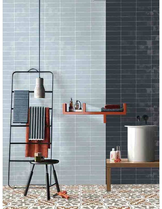 Carrelage mural vintage rectangulaire bleu-gris LA8505016