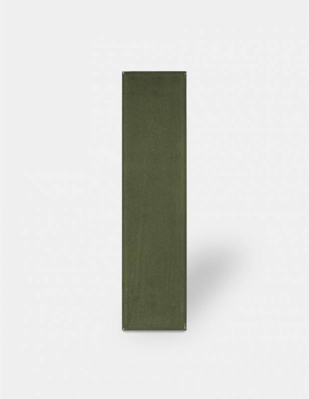 Olivgrüne Zellij - rechteckig 7,5 × 30 cm - glänzende Emaille - NA9505001
