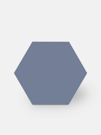 Carrelage uni hexagonal bleu en grès cérame de 10 mm d'épaisseur