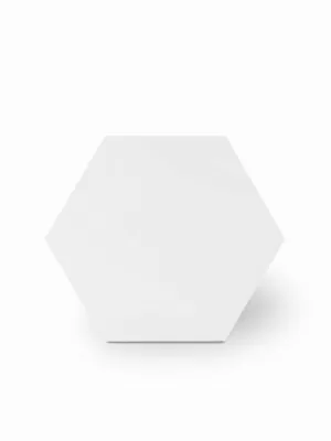 Carrelage uni hexagonal blanc en grès cérame de 10 mm d'épaisseur