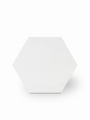 Carrelage uni hexagonal blanc en grès cérame de 10 mm d'épaisseur