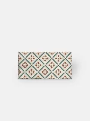 Retro-Wandfliese geometrisches grün-rotes Dekor 15 × 30 cm - RI0112002