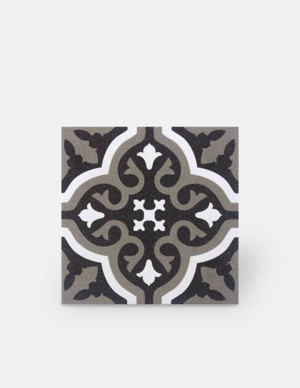 Carrelage imitation carreau ciment sol et mur noir 20 x 20 cm - FL0115001