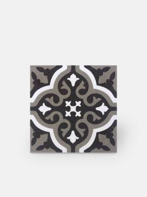 Carrelage imitation carreau ciment sol et mur noir 20 x 20 cm - FL0115001 