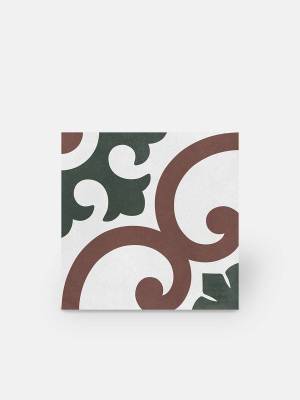 Carrelage imitation carreau de ciment décor rouge et vert - AR1144001