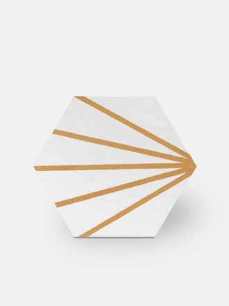 Sechseckige Fliese - Vintage-Design - matt mit gelbem Muster - ME9507011