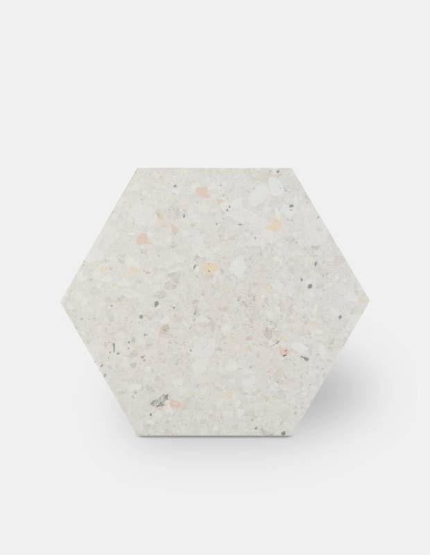 Carrelage hexagonal terrazzo blanc - AG2208010