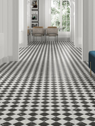 CARRELAGE DAMIER EFFET MARBRE 44X44 CM- MA2303180
