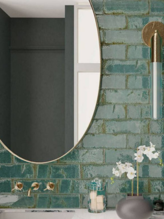 CARRELAGE RIVIÈRE VERT BRILLANT 10X20 CM - MA2303533