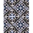 Carrelage sol et mur grès cérame ROSACE CLASSIC NOIR ET BLEU 20X20 cm pour intérieur ou extérieur MK2305218
