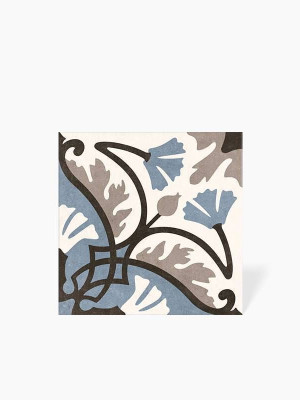 Carrelage pour sol et mur en grès cérame FLORAL BLEU ET MARRON  20 cm X 20 cm pour intérieur - MK2305226 