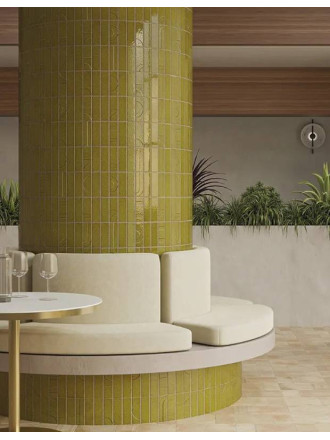 Carrelage Faience Glossy Martelée Moutarde 5x15cm - FV2702053