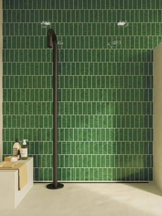 Carrelage Faience Glossy Martelée Vert Emeraude 5x15cm - FV2702055