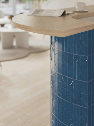 Carrelage Faience Glossy Martelée Bleu Topaze 5x15cm - FV2702056