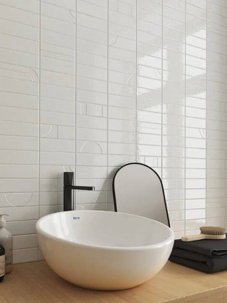 Carrelage Faience Glossy Martelée Blanc  5x15cm - FV2702057