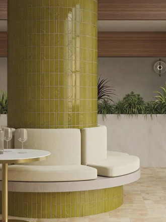 Carrelage Faience Glossy Martelée Moutarde 5x15cm - FV2702053